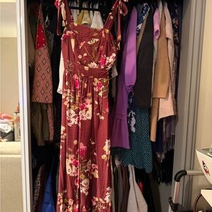 Rachel Zoe Burgundy Floral Maxi Dress
